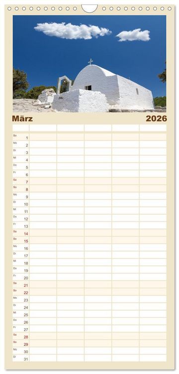 Produktbild: Familienplaner 2026 - Rhodos und Symi mit 5 Spalten (Wandkalender, 21 x 45 cm) CALVENDO