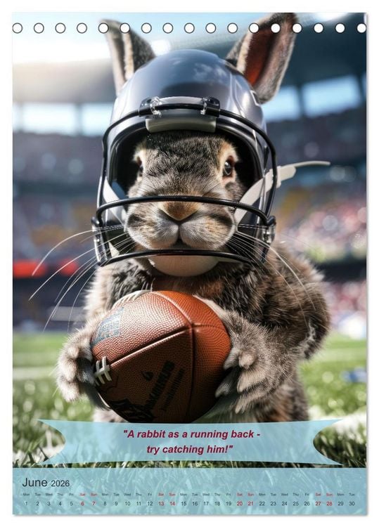 Produktbild: American football with funny animals (Desk Calendar 2026 DIN A5 portrait), CALVENDO 12 Month DeskCalendar