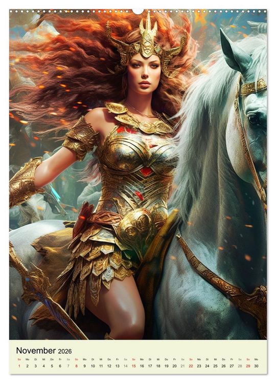 Produktbild: Antike Amazonen. Furchtlose Fantasy-Kriegerinnen (hochwertiger Premium Wandkalender 2026 DIN A2 hoch), Kunstdruck in Hochglanz