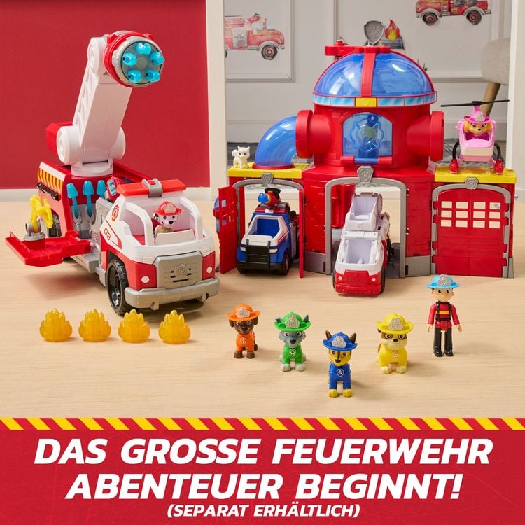 Produktbild: PAW Patrol Fire Rescue - Marshalls Deluxe Feuerwehr-Truck, 50 cm lang, mit Marshall Hundefigur