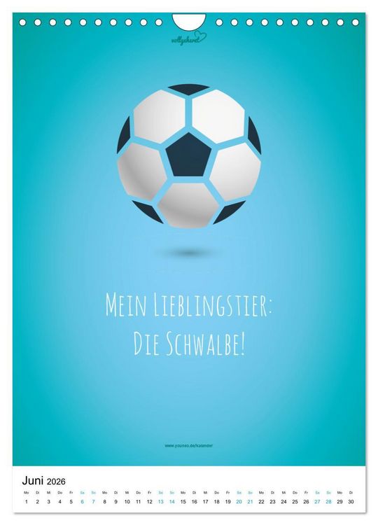 Produktbild: vollgeherzt: Der lustige Zitate-Wandkalender f&uuml;r Fu&szlig;ballfans und Sportbegeisterte! (Wandkalender 2026 DIN A4 hoch), CALVENDO Monatskalender