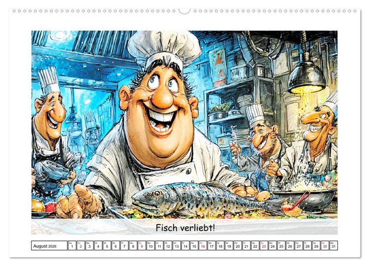 Produktbild: Gro&szlig;k&uuml;che au&szlig;er Kontrolle. Spa&szlig; mit hei&szlig;en T&ouml;pfen und lustigen Spr&uuml;chen (hochwertiger Premium Wandkalender 2026 DIN A2 quer), Kunstdruck in Hochglanz
