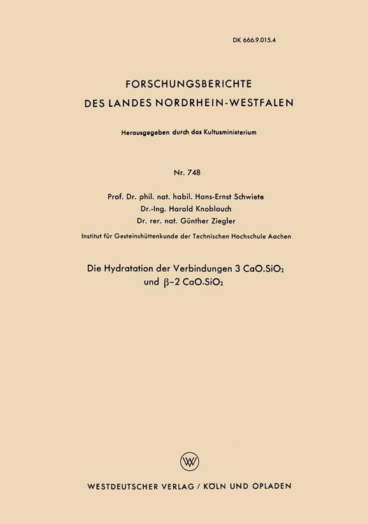 Produktbild: Die Hydratation der Verbindungen 3 CaO.SiO2 und &szlig;-2 CaO.SiO2