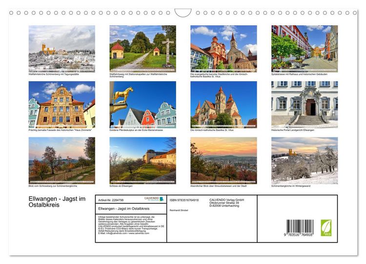 Produktbild: Ellwangen - Jagst im Ostalbkreis (Wandkalender 2027 DIN A3 quer), CALVENDO Monatskalender