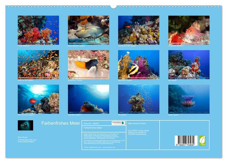 Produktbild: Farbenfrohes Meer (hochwertiger Premium Wandkalender 2026 DIN A2 quer), Kunstdruck in Hochglanz