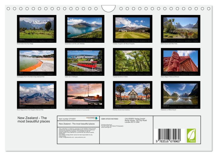 Produktbild: New Zealand - The most beautiful places (Wall Calendar 2026 DIN A4 landscape), CALVENDO 12 Month Wall Calendar