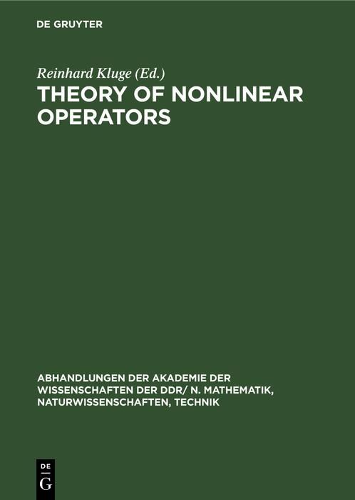 Produktbild: Theory of Nonlinear Operators