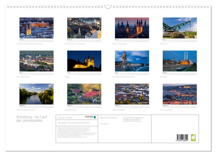 Produktbild: W&uuml;rzburg - Im Lauf der Jahreszeiten (Wandkalender 2026 DIN A2 quer), CALVENDO Monatskalender