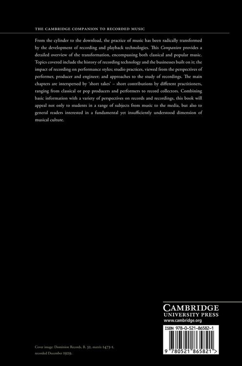 Produktbild: The Cambridge Companion to Recorded Music