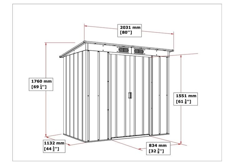 Produktbild: Metall Ger&auml;tehaus 203x113 Gartenhaus Schiebet&uuml;r
