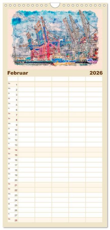 Produktbild: Familienplaner 2026 - Hamburg - malerische Metropole mit 5 Spalten (Wandkalender, 21 x 45 cm) CALVENDO