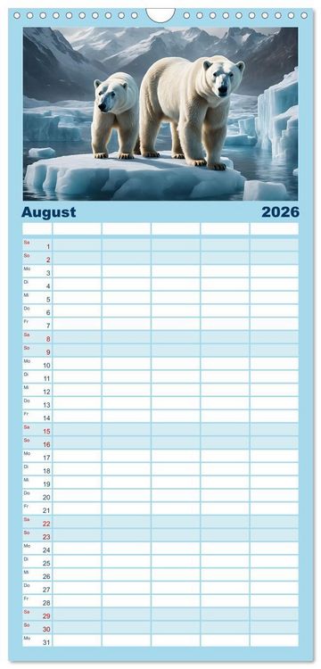 Produktbild: Familienplaner 2026 - Im magischen Land der Eisb&auml;ren mit 5 Spalten (Wandkalender, 21 x 45 cm) CALVENDO