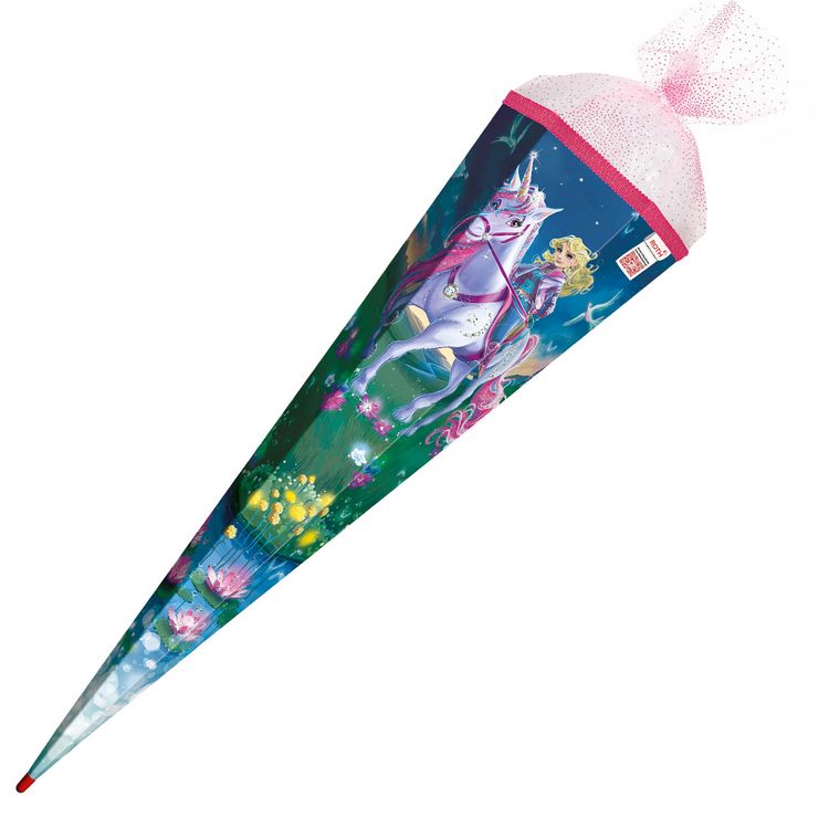 Produktbild: Motivschult&uuml;te, Magische Einhornreiterin, 85 cm, Glitter, Organza, Glitterborte