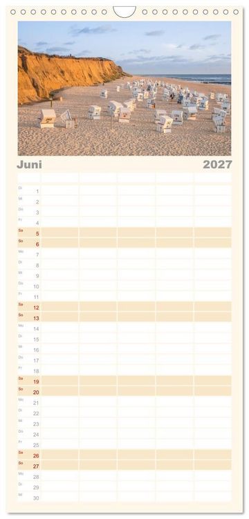 Produktbild: Familienplaner 2027 - Nordsee Insel Sylt mit 5 Spalten (Wandkalender, 21 x 45 cm) CALVENDO