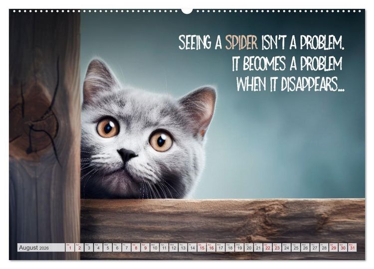 Produktbild: WITTY CATS Cool sayings (Wall Calendar 2026 DIN A2 landscape), CALVENDO 12 Month Wall Calendar