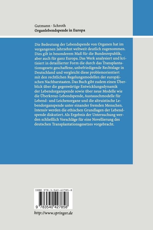 Produktbild: Organlebendspende in Europa