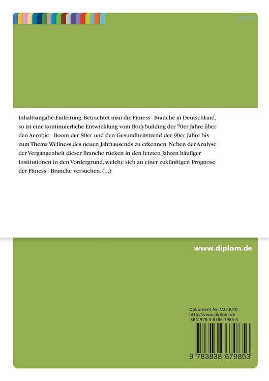 Produktbild: Regionalanalyse des Fitnessmarktes Ostdeutschland