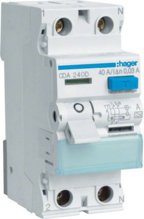 Produktbild: Hager CDA240D CDA240D Fehlerstrom-Schutzschalter 1phasig 2polig 40 A 0.03 A