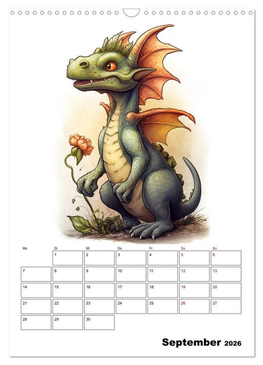 Produktbild: Niedliche Drachen (Wandkalender 2026 DIN A3 hoch), CALVENDO Monatskalender