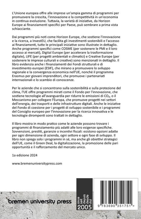 Produktbild: Attuali programmi di finanziamento dell'Unione Europea per le piccole e medie imprese (2025-2027)