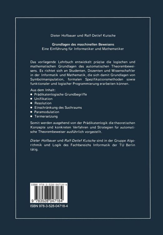 Produktbild: Grundlagen des maschinellen Beweisens