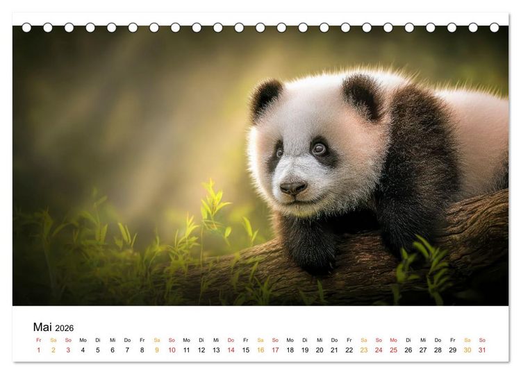 Produktbild: Panda - die Stimme der Wildnis (Tischkalender 2026 DIN A5 quer), CALVENDO Monatskalender