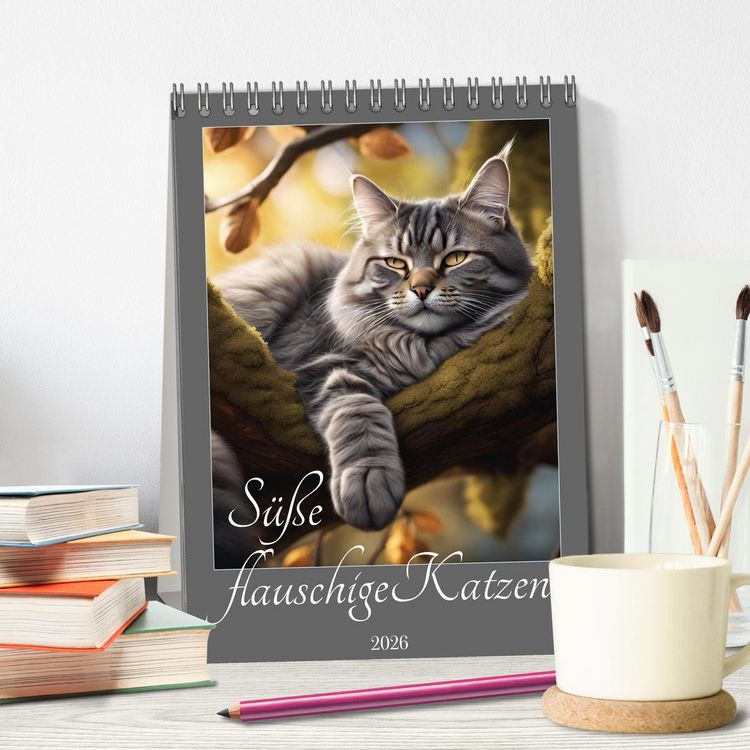 Produktbild: S&uuml;&szlig;e flauschige Katzen (Tischkalender 2026 DIN A5 hoch), CALVENDO Monatskalender