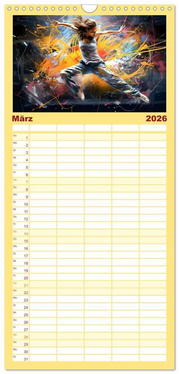Produktbild: Familienplaner 2026 - Color Dance Art mit 5 Spalten (Wandkalender, 21 x 45 cm) CALVENDO
