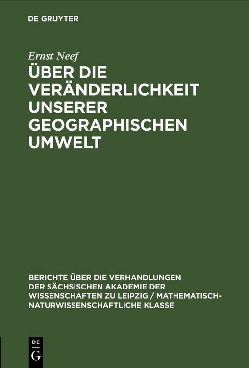 Produktbild: &Uuml;ber die Ver&auml;nderlichkeit unserer geographischen Umwelt