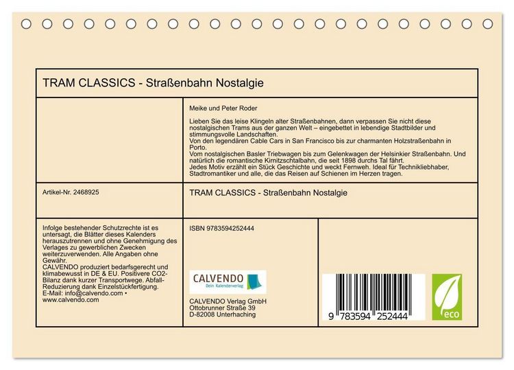 Produktbild: TRAM CLASSICS - Stra&szlig;enbahn Nostalgie (Tischkalender 2027 DIN A5 quer), CALVENDO Monatskalender