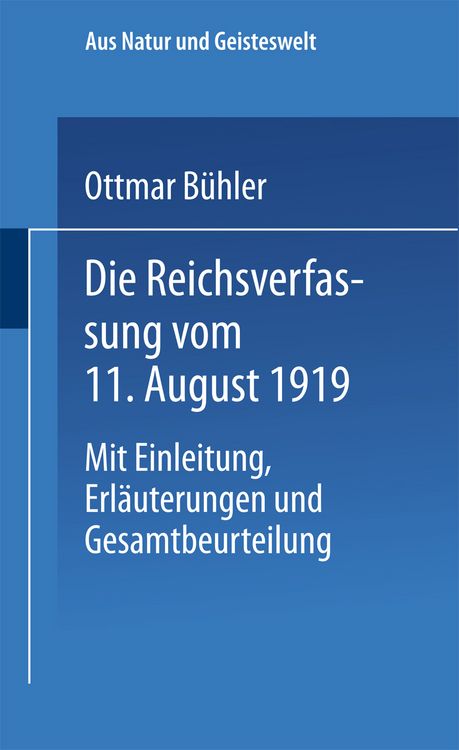 Produktbild: Die Reichsverfassung vom 11. August 1919