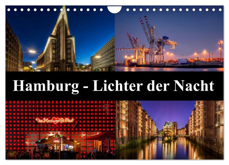 Produktbild: Hamburg - Lichter der Nacht (Wandkalender 2026 DIN A4 quer), CALVENDO Monatskalender