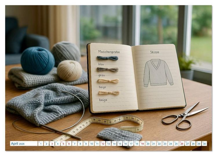 Produktbild: Stricken und Wolle (Tischkalender 2026 DIN A5 quer), CALVENDO Monatskalender