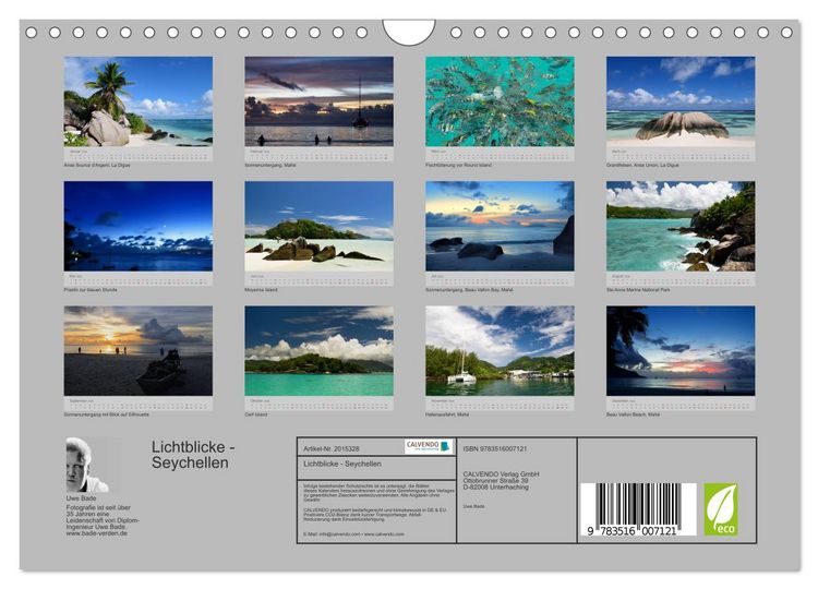 Produktbild: Lichtblicke - Seychellen (Wandkalender 2026 DIN A4 quer), CALVENDO Monatskalender