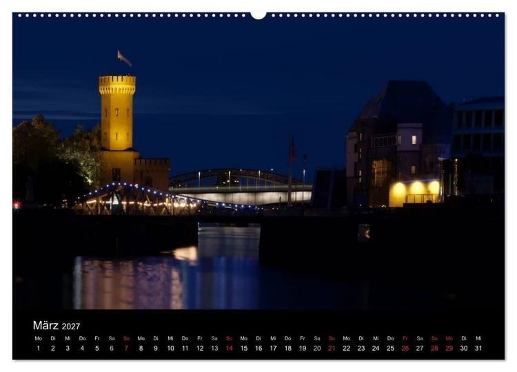 Produktbild: K&ouml;ln bei Nacht (hochwertiger Premium Wandkalender 2027 DIN A2 quer), Kunstdruck in Hochglanz