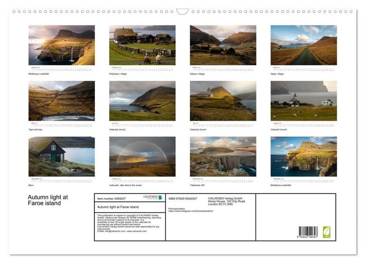 Produktbild: Autumn light at Faroe island (Wall Calendar 2026 DIN A2 landscape), CALVENDO 12 Month Wall Calendar