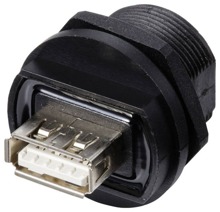Produktbild: USB 2.0-Buchse auf Buchse IP67 (Gewinde) TC-E13T-FU2-PRF TC-13543548 TRU COMPONENTS Inhalt: 1 St.