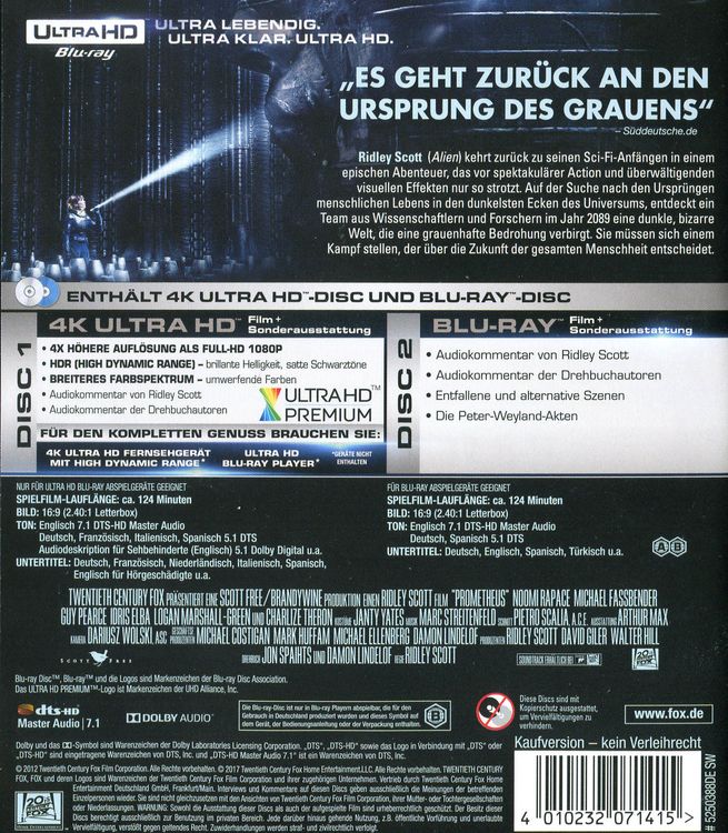 Produktbild: Prometheus - Dunkle Zeichen (4K Ultra HD) (+ Blu-ray)