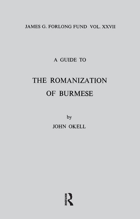 Produktbild: Okell, J: Guide to the Romanization of Burmese