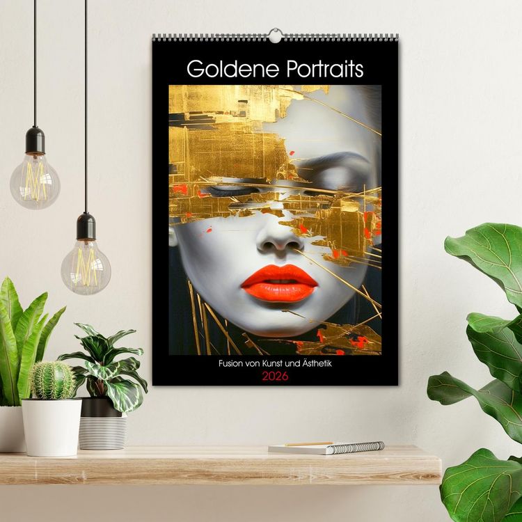 Produktbild: Goldene Portraits. Fusion von Kunst und &Auml;sthetik (Wandkalender 2026 DIN A2 hoch), CALVENDO Monatskalender