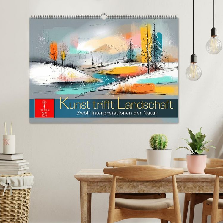 Produktbild: Kunst trifft Landschaft (Wandkalender 2026 DIN A2 quer), CALVENDO Monatskalender