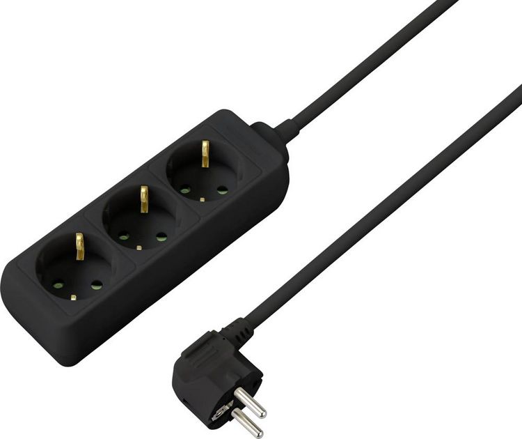Produktbild: Sygonix SY-4890978 Steckdosenleiste 3fach Schwarz Schutzkontakt 1St.