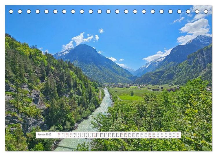 Produktbild: Berge und Seen der Schweiz - Mit dem Wohnmobil durch die Schweiz (Tischkalender 2026 DIN A5 quer), CALVENDO Monatskalender