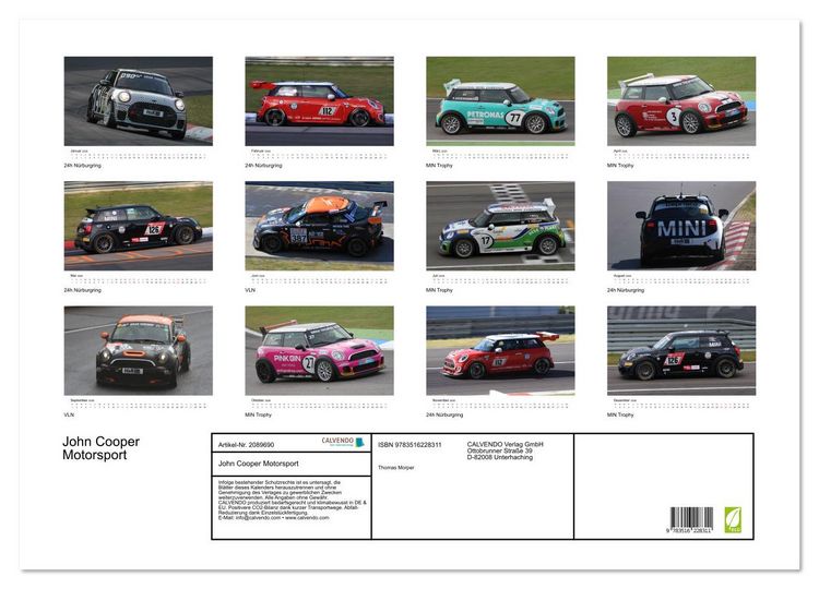 Produktbild: John Cooper Motorsport (Wandkalender 2026 DIN A2 quer), CALVENDO Monatskalender