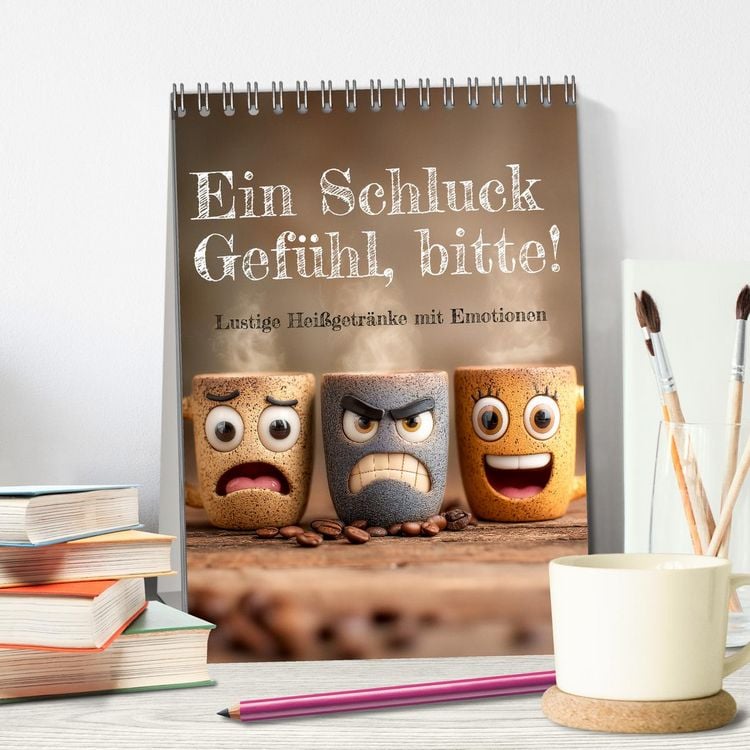 Produktbild: Ein Schluck Gef&uuml;hl, bitte! - Lustige Hei&szlig;getr&auml;nke mit Emotionen (Tischkalender 2026 DIN A5 hoch), CALVENDO Monatskalender