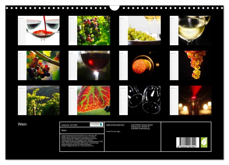 Produktbild: Wein (Wandkalender 2026 DIN A3 quer), CALVENDO Monatskalender