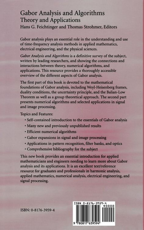 Produktbild: Gabor Analysis and Algorithms