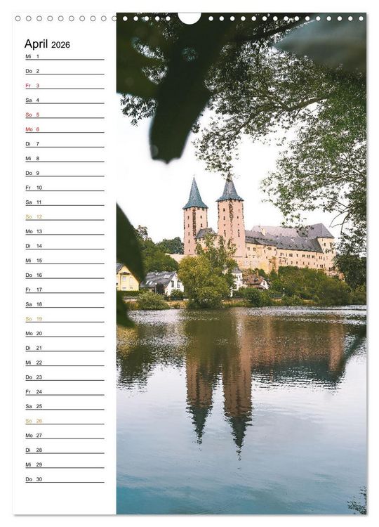Produktbild: Sachsens Burgen und Schl&ouml;sser - Beschreibbarer Kalender mit Ortsangaben (Wandkalender 2026 DIN A3 hoch), CALVENDO Monatskalender