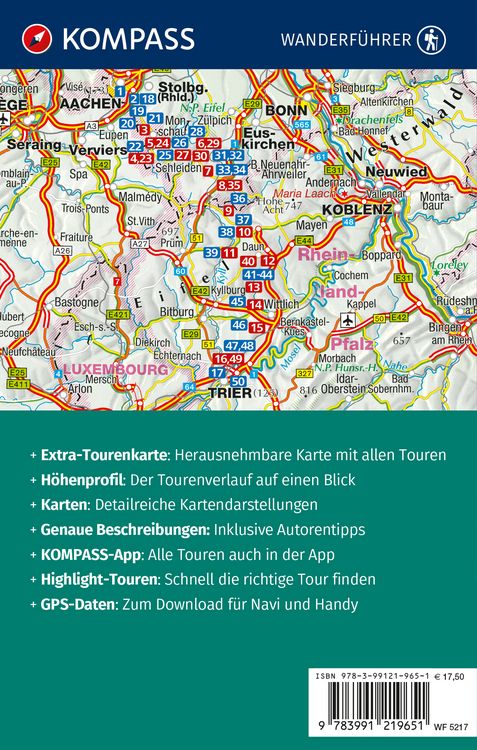 Produktbild: KOMPASS Wanderf&uuml;hrer Eifelsteig, vom Dom zu Aachen zum Dom in Trier, 50 Touren mit Extra-Tourenkarte