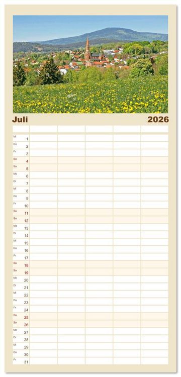 Produktbild: Familienplaner 2026 - Arber, Rachel und Lusen: Der Hintere Bayerische Wald mit 5 Spalten (Wandkalender, 21 x 45 cm) CALVENDO